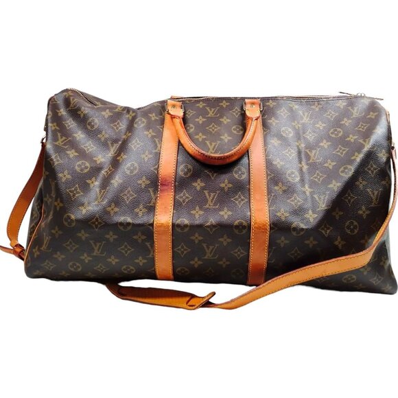 626446AN (S6) Louis Vuitton Travel Bag Bandouliere 55 Brown Monogram